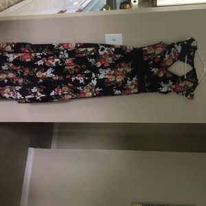 Black floral high-low dress